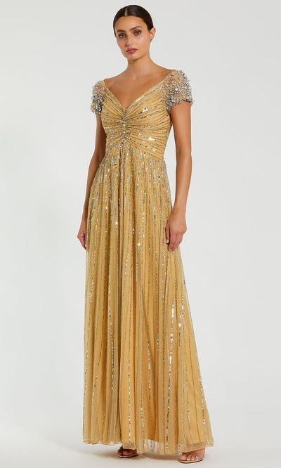 Mac Duggal 23042 - Embellished Ruched Deep V-Neck Gown Mother of the Bride Dresses