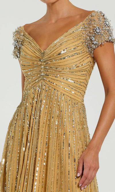 Mac Duggal 23042 - Embellished Ruched Deep V-Neck Gown Mother of the Bride Dresses