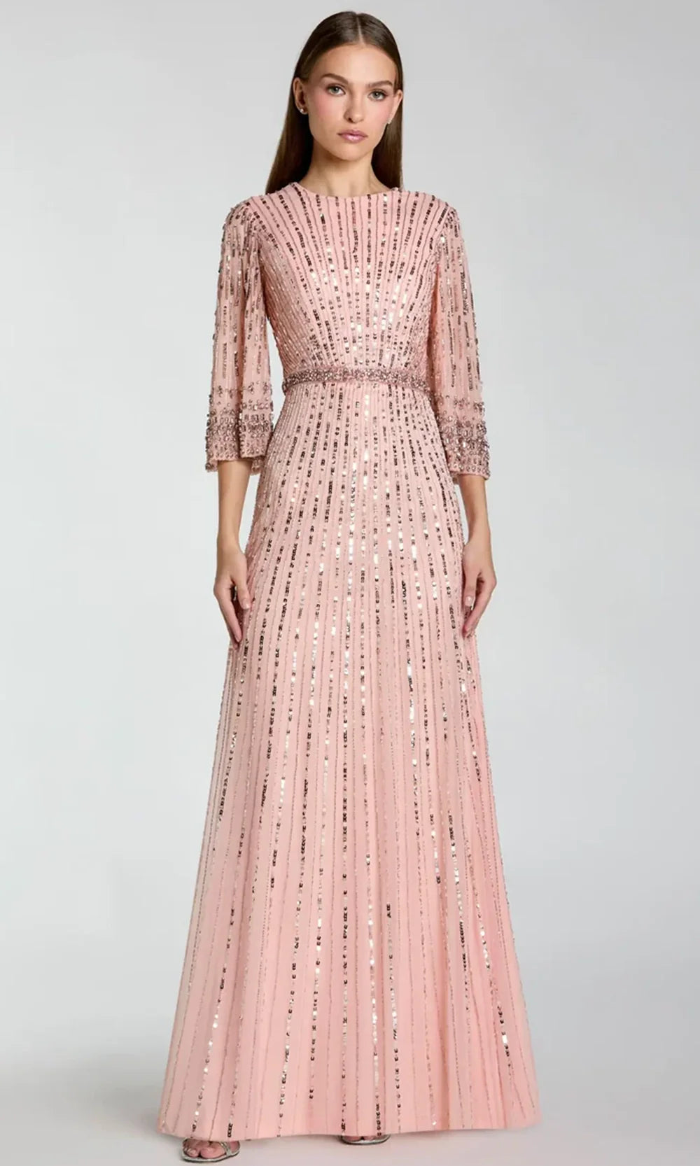 Mac Duggal 23045 - Jewel Neck Sparkling Evening Gown Mother Of The Bride Dresses in Pink  
