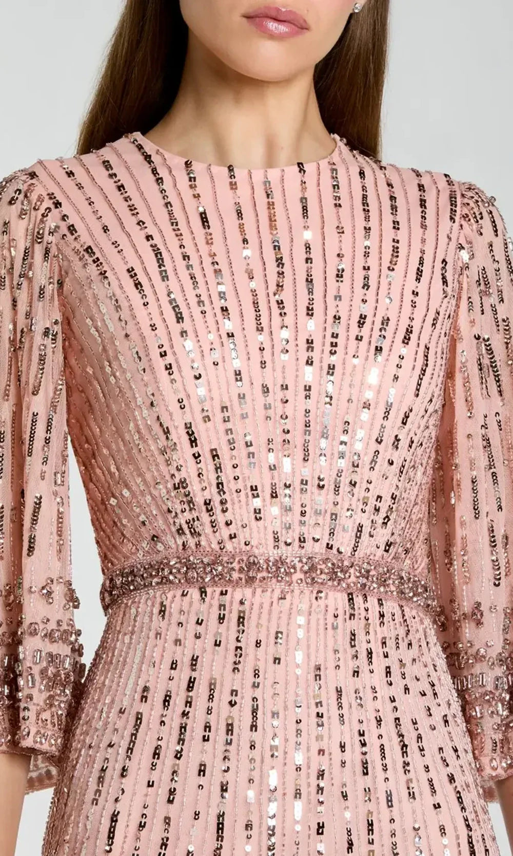 Mac Duggal 23045 - Jewel Neck Sparkling Evening Gown Mother Of The Bride Dresses in Pink  