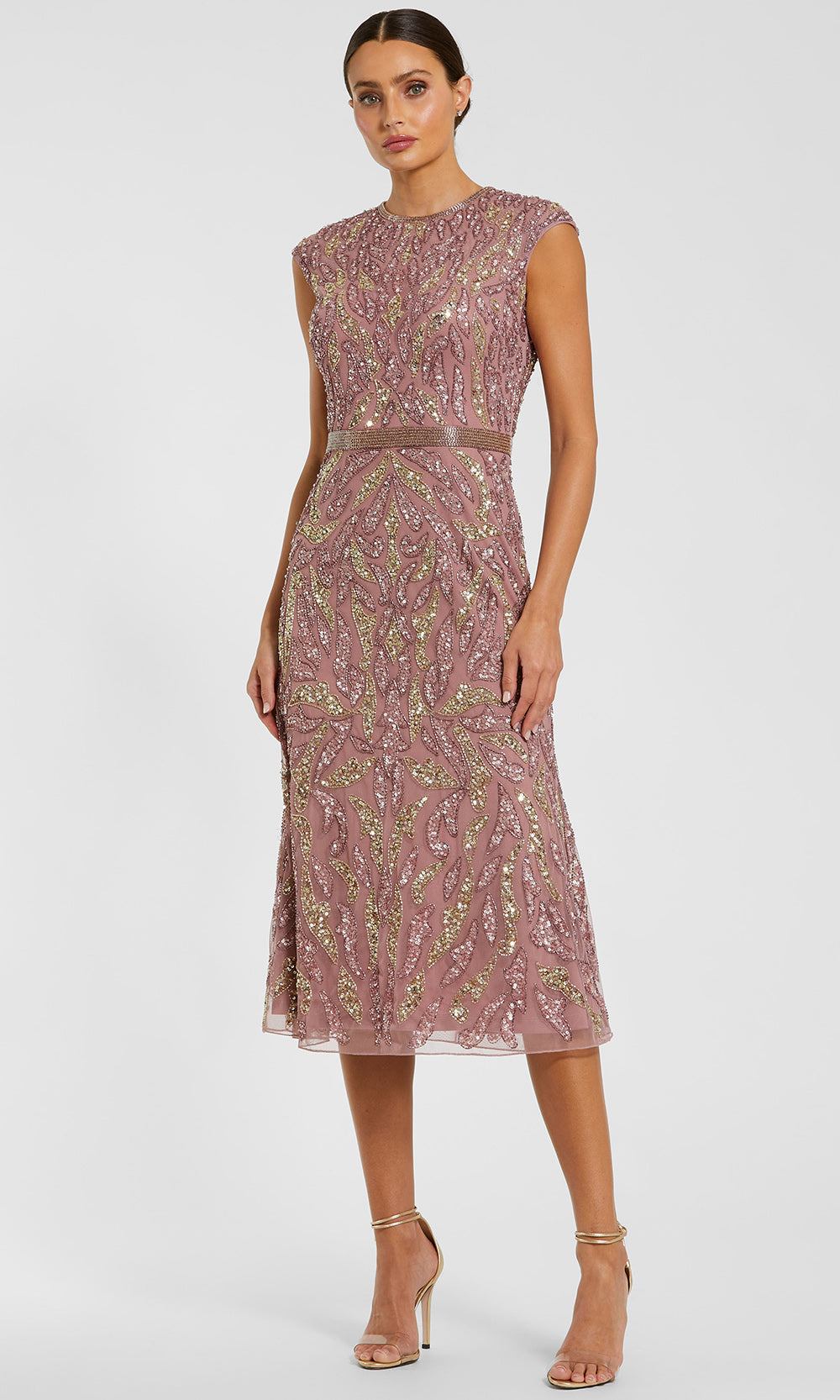 Mac Duggal 23049 - Jewel Neck Embellished Midi Dress Reception Dresses in Purple  
