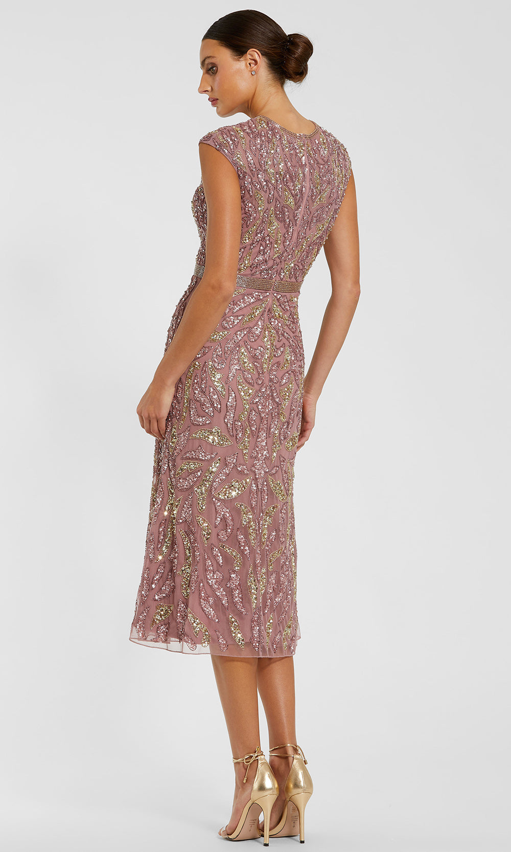 Mac Duggal 23049 - Jewel Neck Embellished Midi Dress Reception Dresses in Purple  