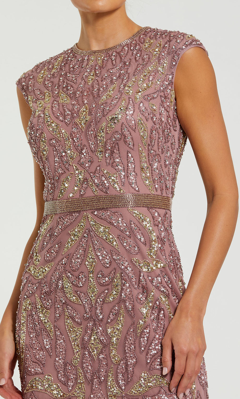 Mac Duggal 23049 - Jewel Neck Embellished Midi Dress Reception Dresses in Purple  
