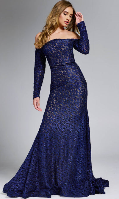 Jovani 23084 - Elegant Lace Straight Neckline Gown Formal Gowns