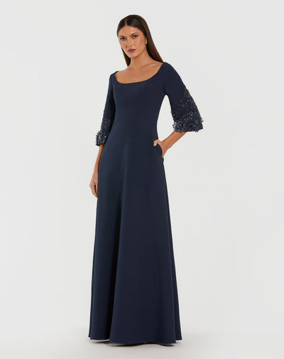 Mac Duggal 2311 - Scoop Neckline Crepe A-Line Formal Gown In Blue