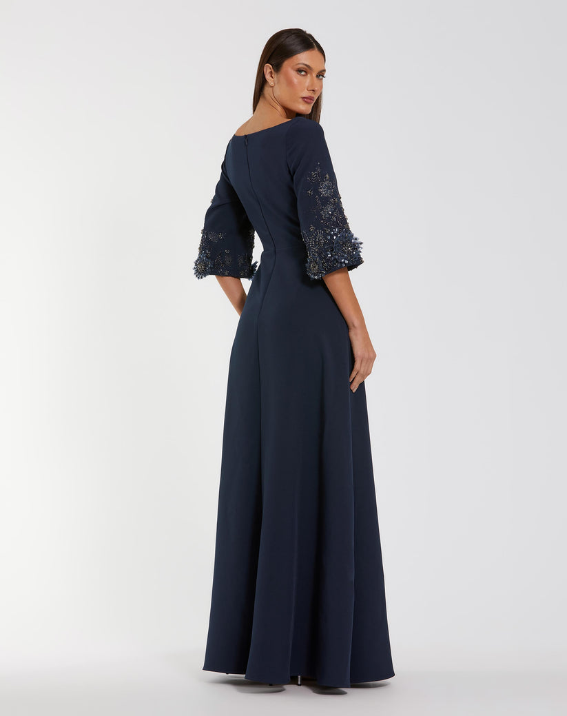 Mac Duggal 2311 - Scoop Neckline Crepe A-Line Formal Gown In Blue