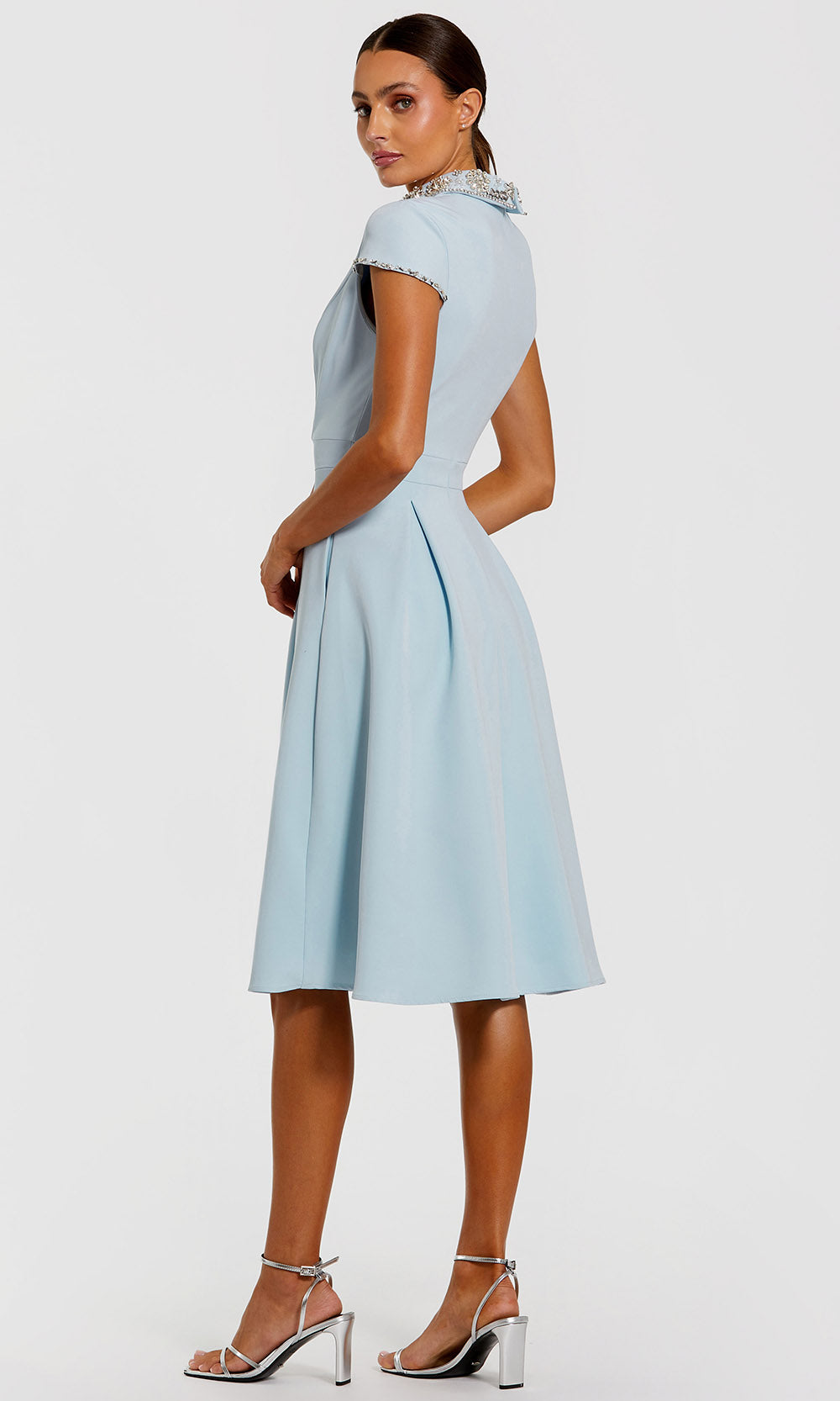 Ieena Duggal 2313 - Cap Sleeve Knee-Length Dress with Beading Formal Gowns in Power Blue 