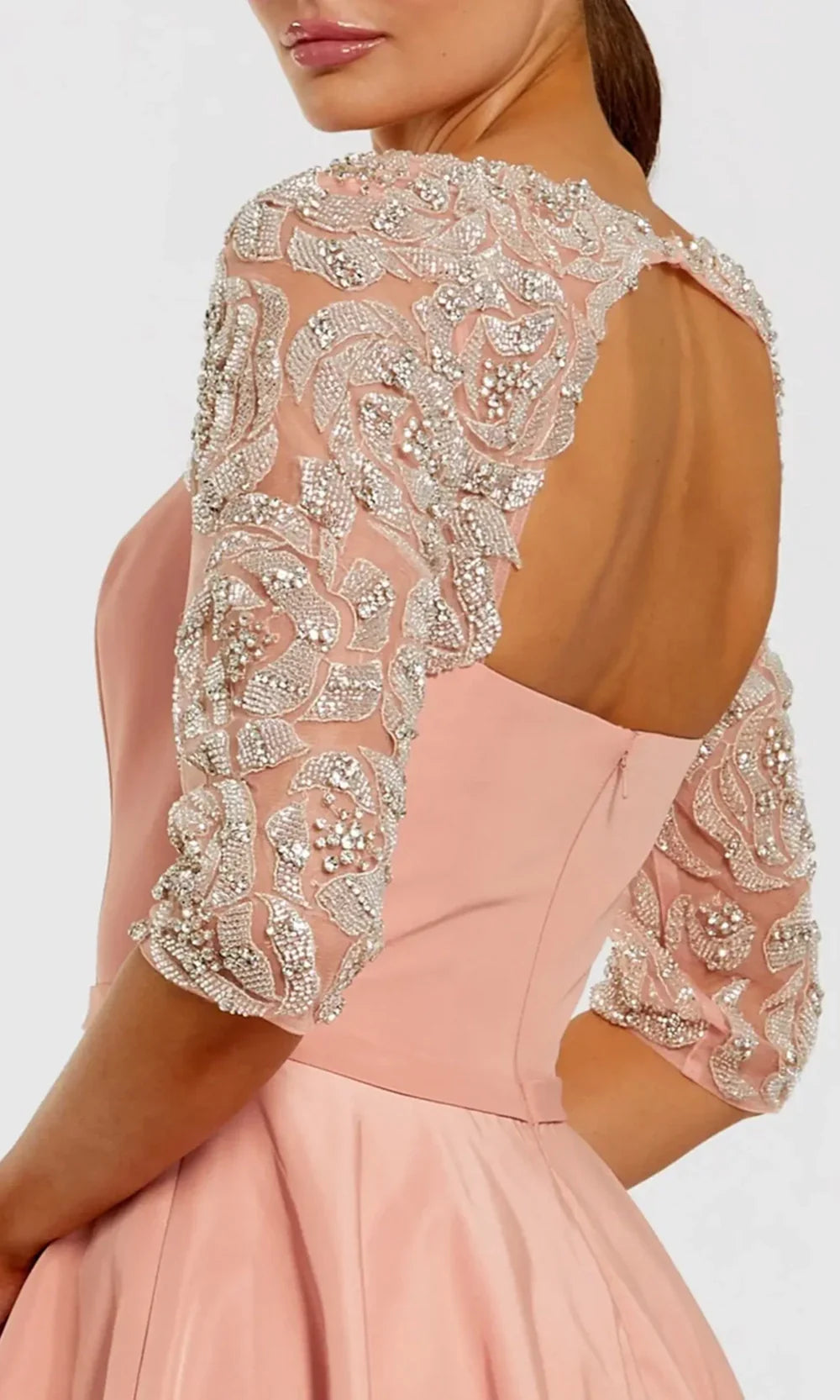 Mac Duggal 2320 - Square Neck Tea Length A-Line Dress Mother of the Bride Dresses in Rose  