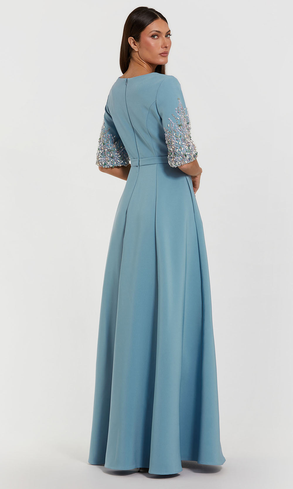 Mac Duggal 2322 - Jewel Neckline Crepe Formal Gown Mother of the Bride Dresses in Blue