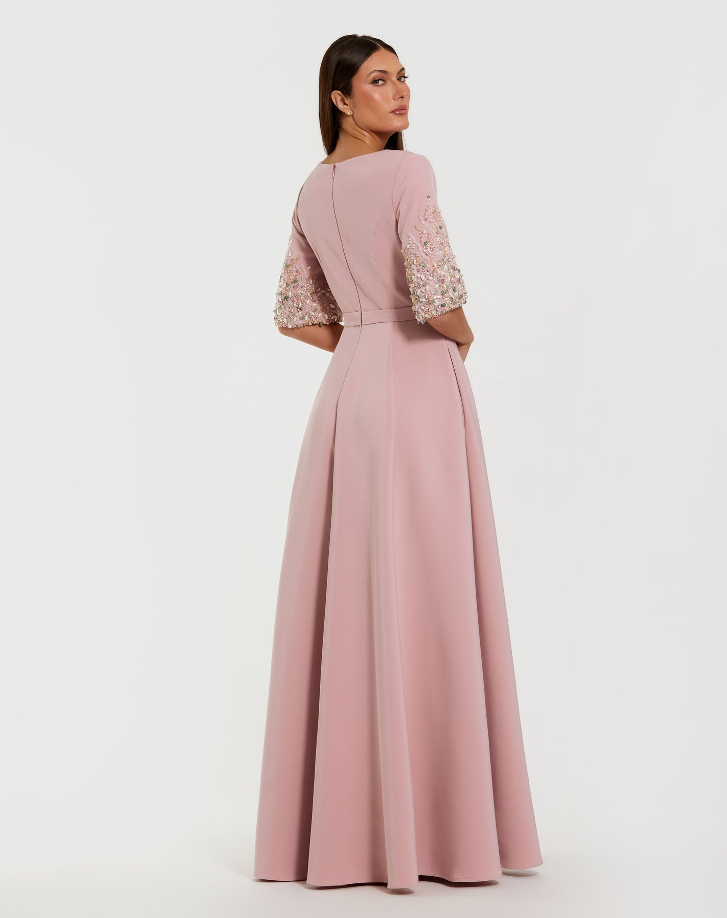 Mac Duggal 2322 - Jewel Neckline Crepe Formal Gown