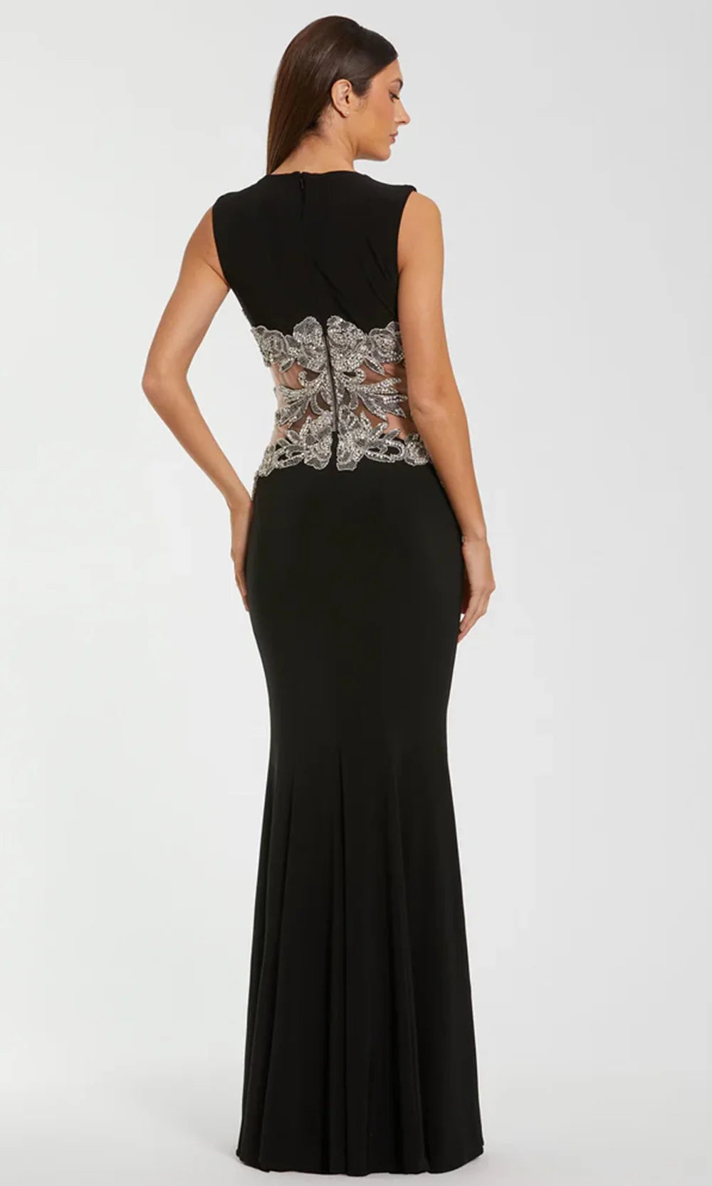 Mac Duggal 2324 - Jewel Neck Evening Dress with Beaded Waist Formal Gowns