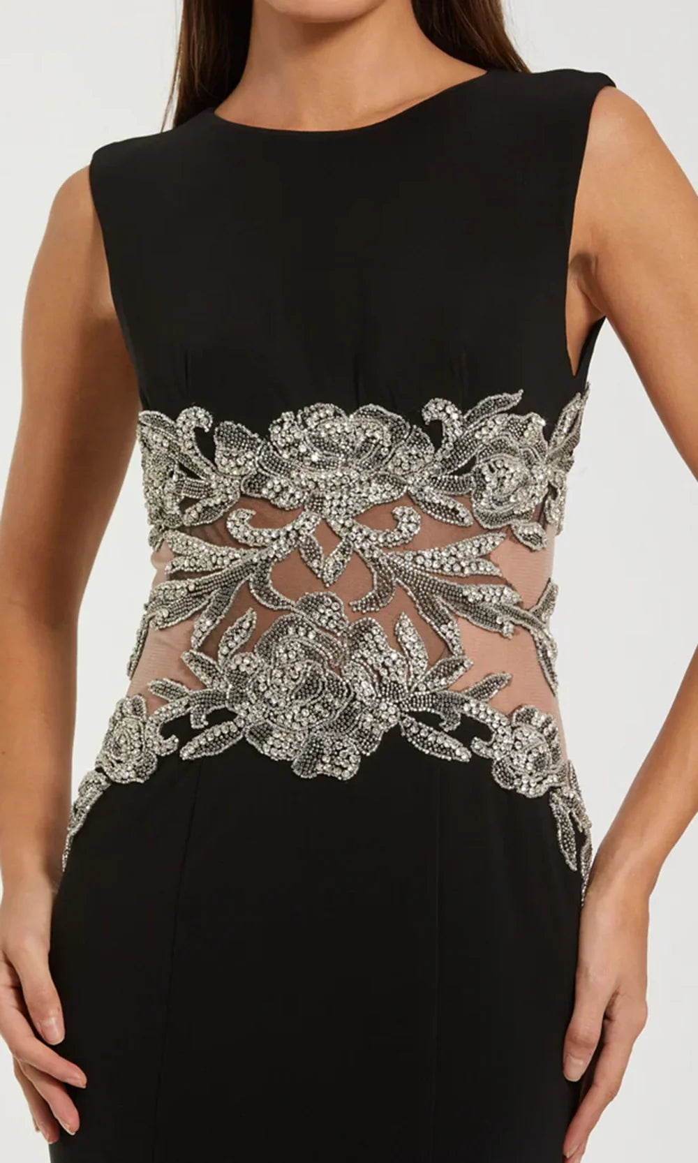 Mac Duggal 2324 - Jewel Neck Evening Dress with Beaded Waist Formal Gowns