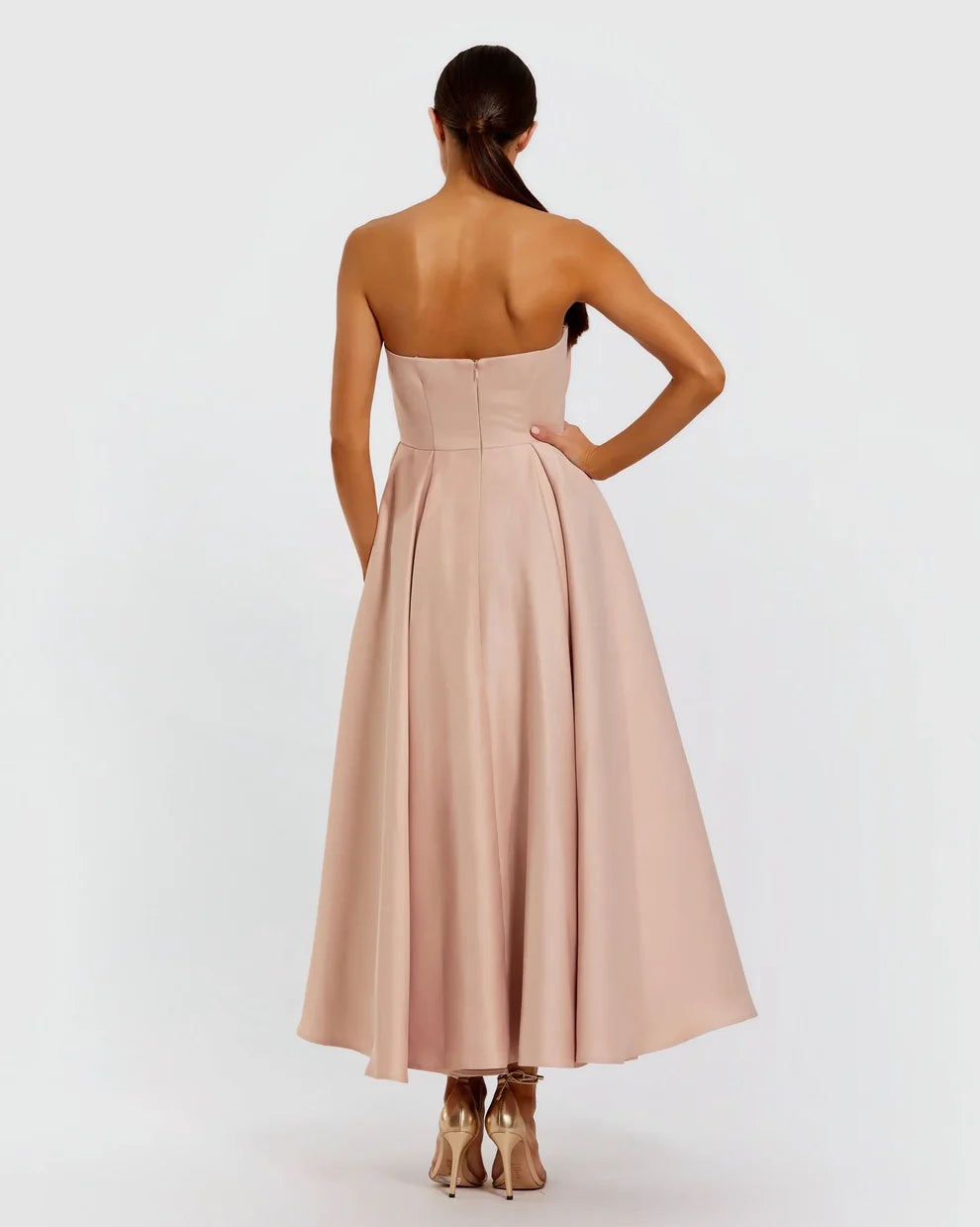 Ieena Duggal 2330 - Straight Across A-Line Midi Dress