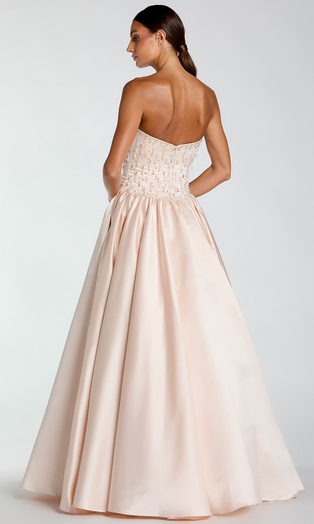 Mac Duggal 2354 - Beaded Bodice Satin Gown Prom Dresses in Pink