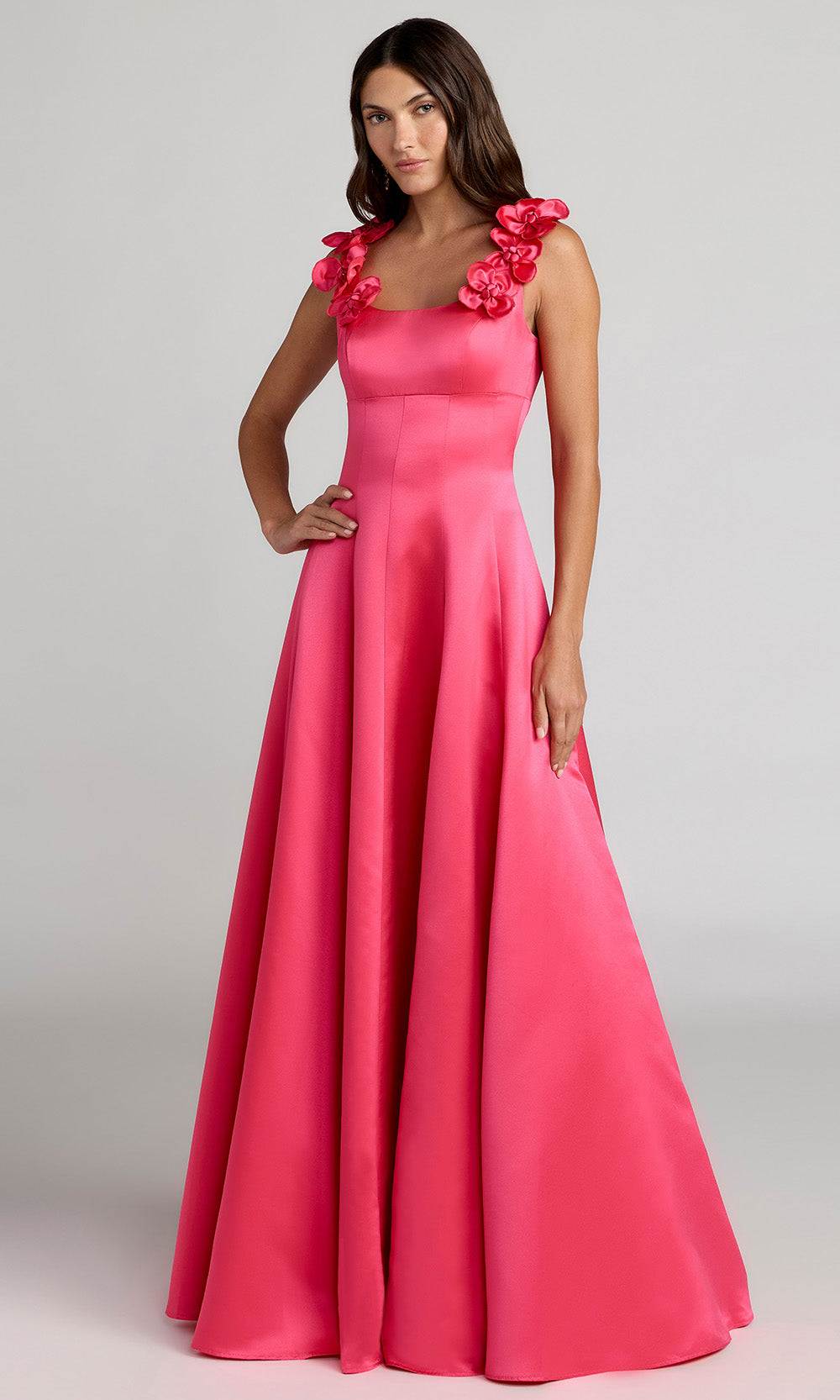 Mac Duggal 2359 - A-Line Floral Shoulder Evening Dress Prom Dresses in Pink