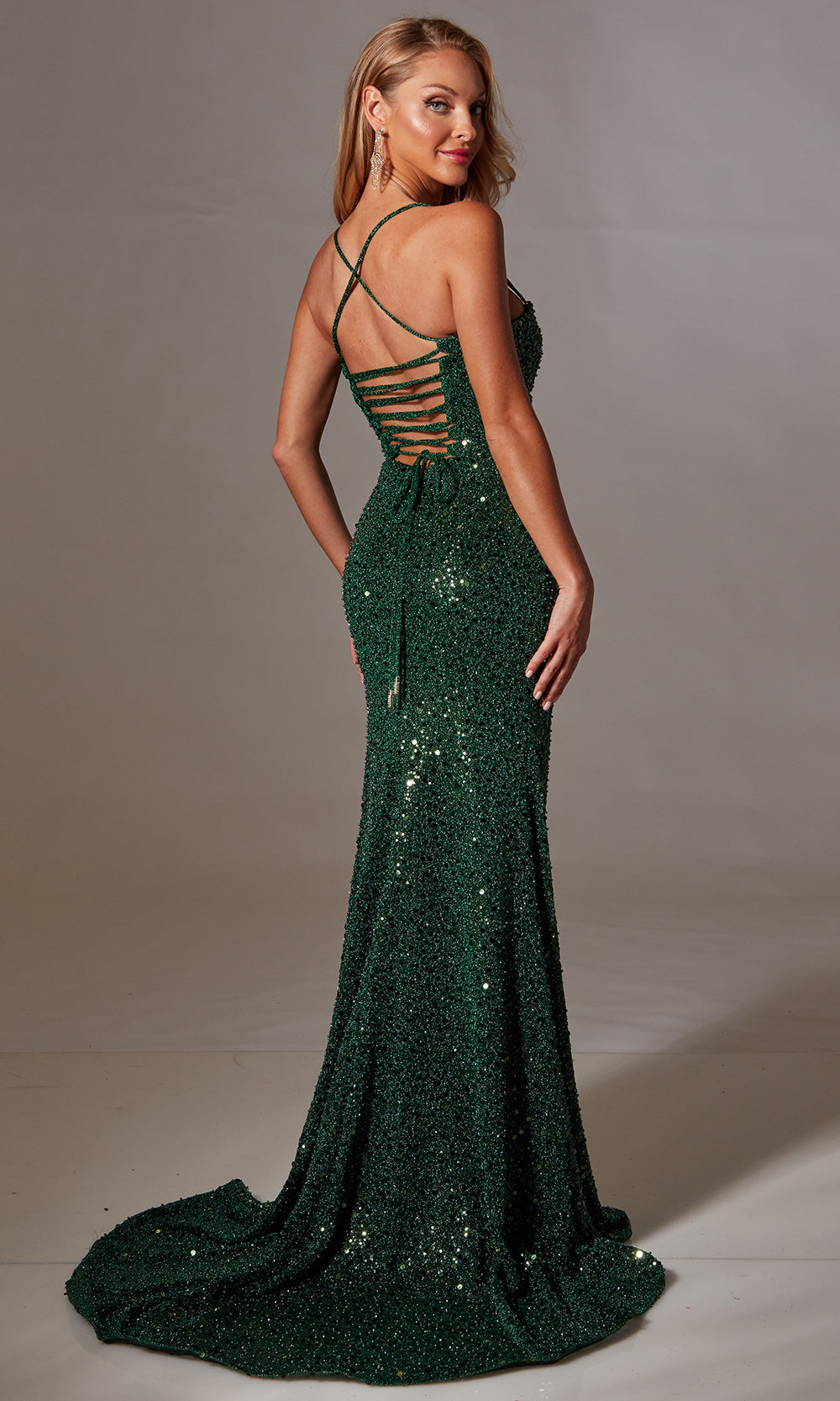 Aerie Couture 235 - Sparkling Slim Gown with Illusion Plunge Prom Dresses