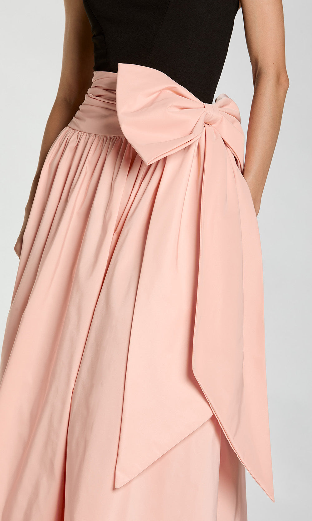 Mac Duggal 2370 - Bow Waist Straight Neckline Faille Dress Prom Dresses in Black and Pink