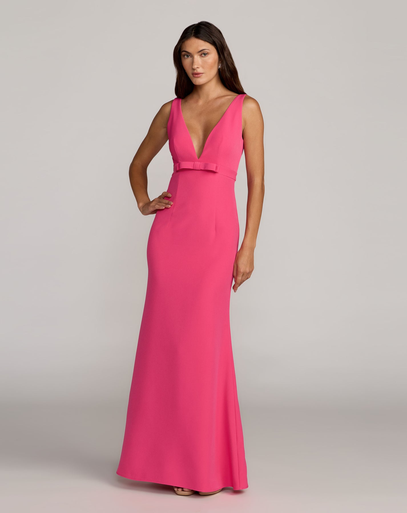 Mac Duggal 2371 - Crepe Sleeveless Gown with Bow Detail