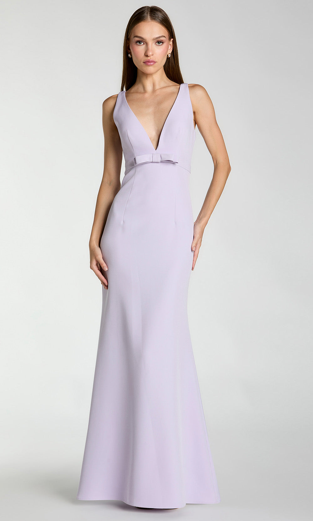 Mac Duggal 2371 - Crepe Sleeveless Gown with Bow Detail Formal Gowns