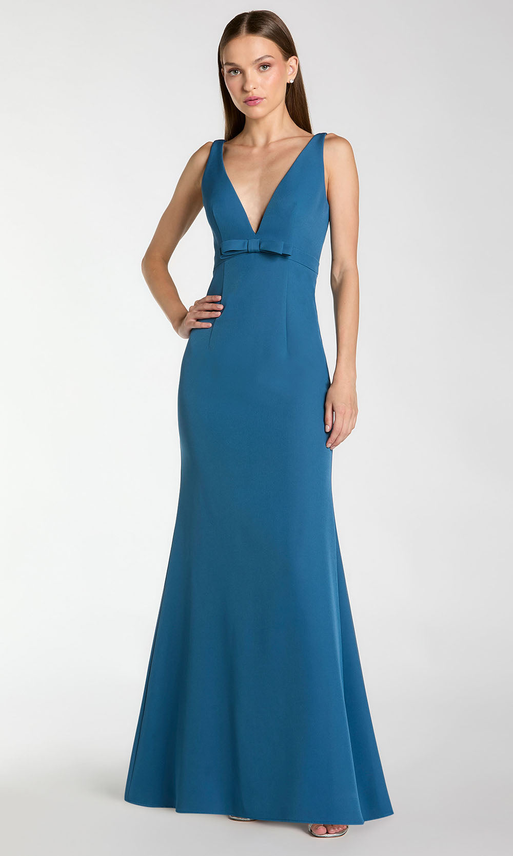 Mac Duggal 2371 - Crepe Sleeveless Gown with Bow Detail Formal Gowns