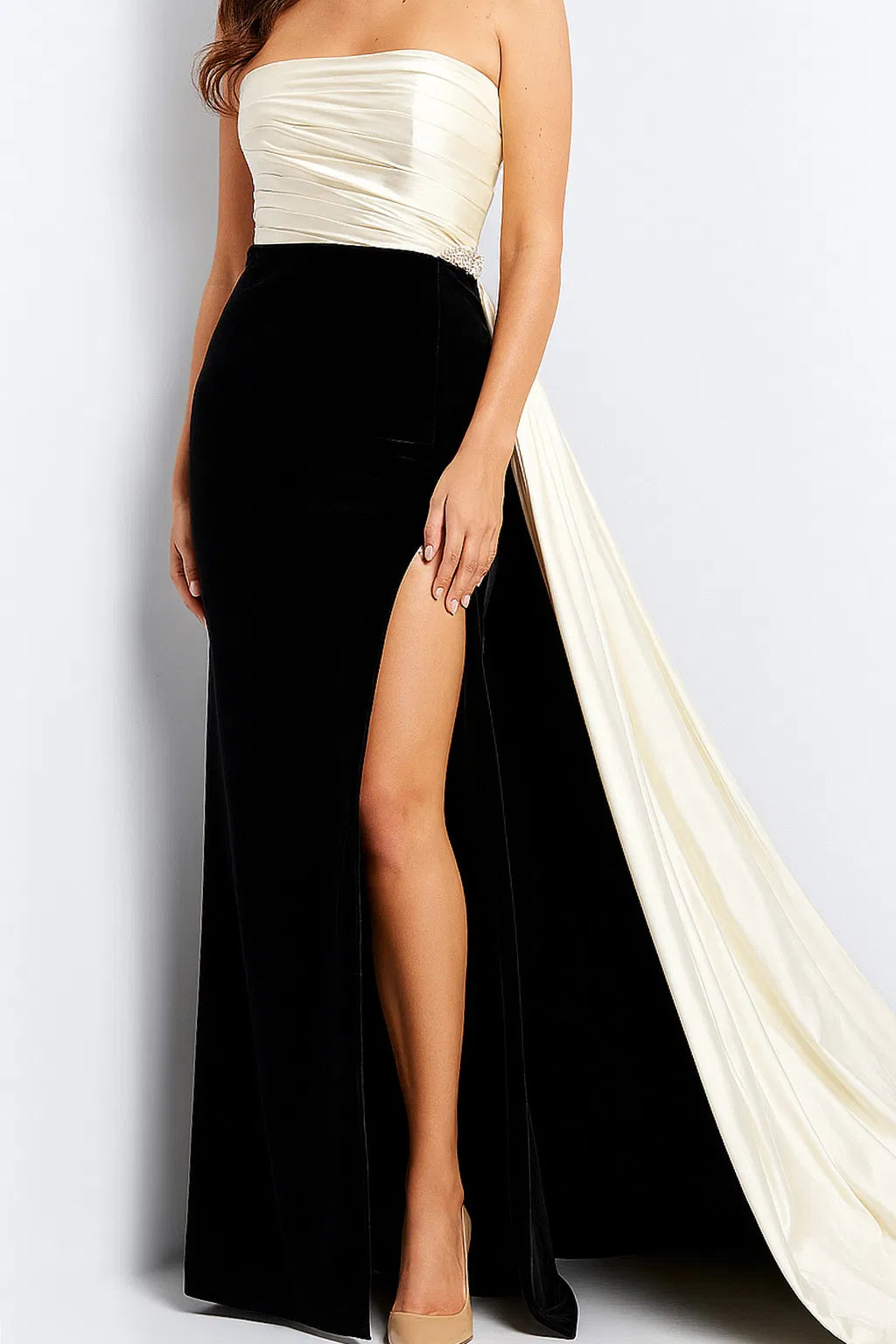 Jovani 23947 - Strapless High Slit Evening Dress