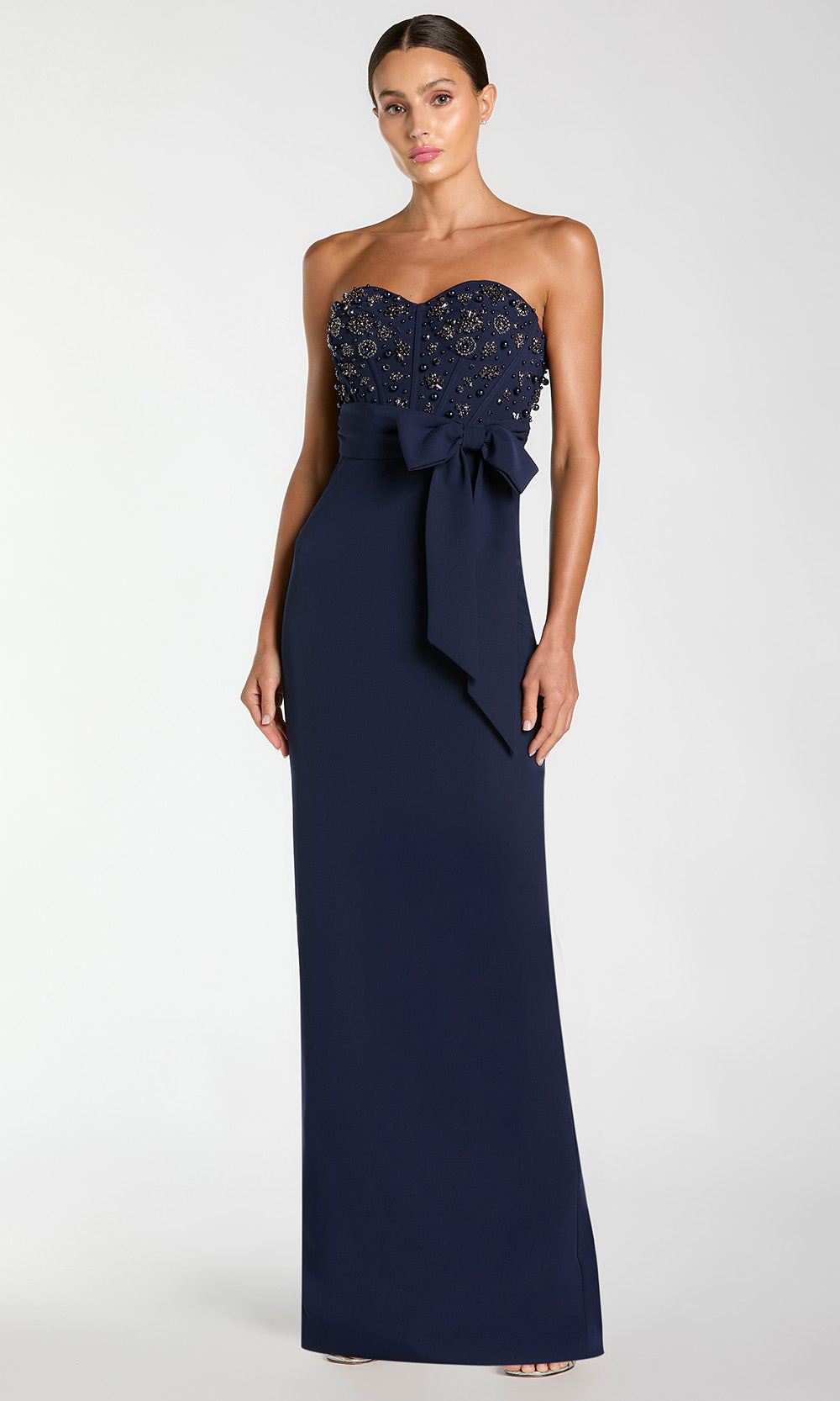 Mac Duggal 2395 - Beaded Strapless Fitted Gown with Slit Mother of the Bride Dresses in Midnight