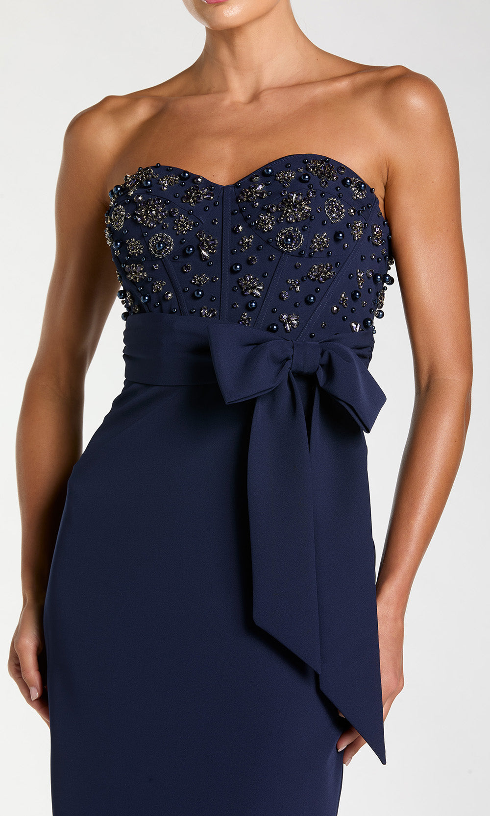 Mac Duggal 2395 - Beaded Strapless Fitted Gown with Slit Mother of the Bride Dresses in Midnight