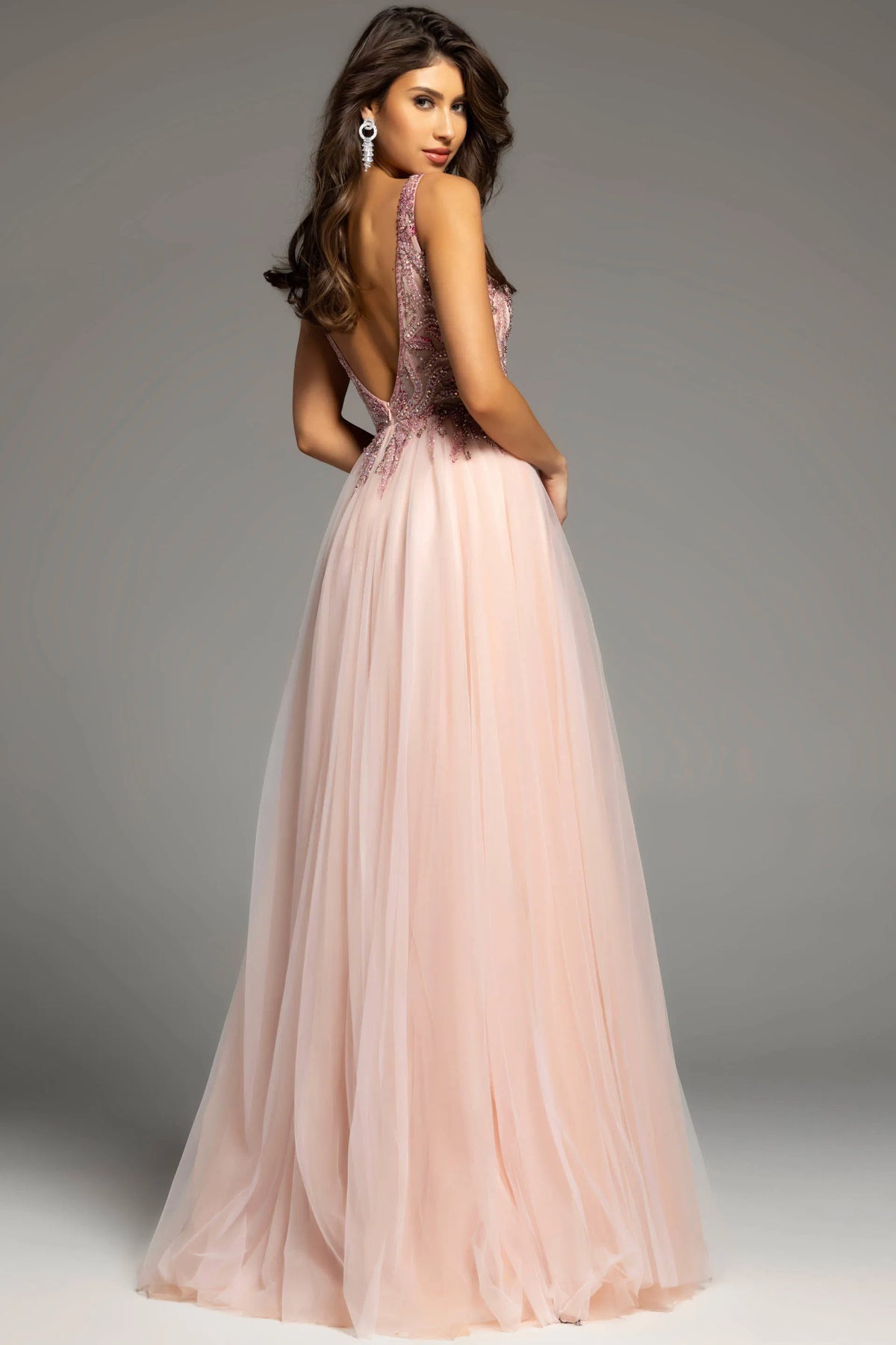 Jovani 23962 - V-Neck Embellished Ballgown with Slit