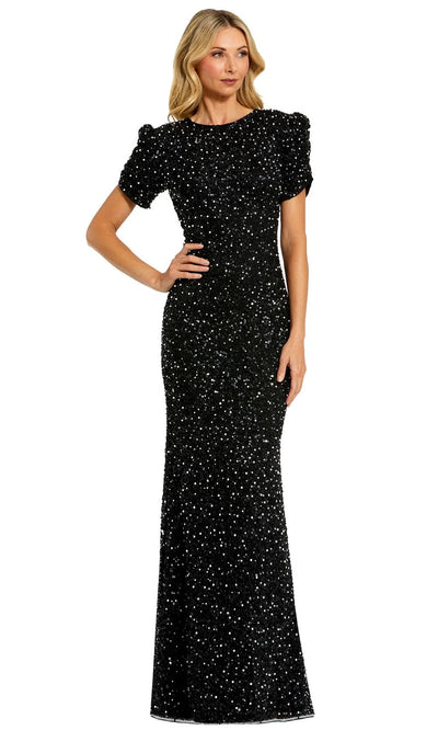 Mac Duggal 24003 - Short Sleeve Sheath Evening Dress Special Occasion Dresses 0 /Black