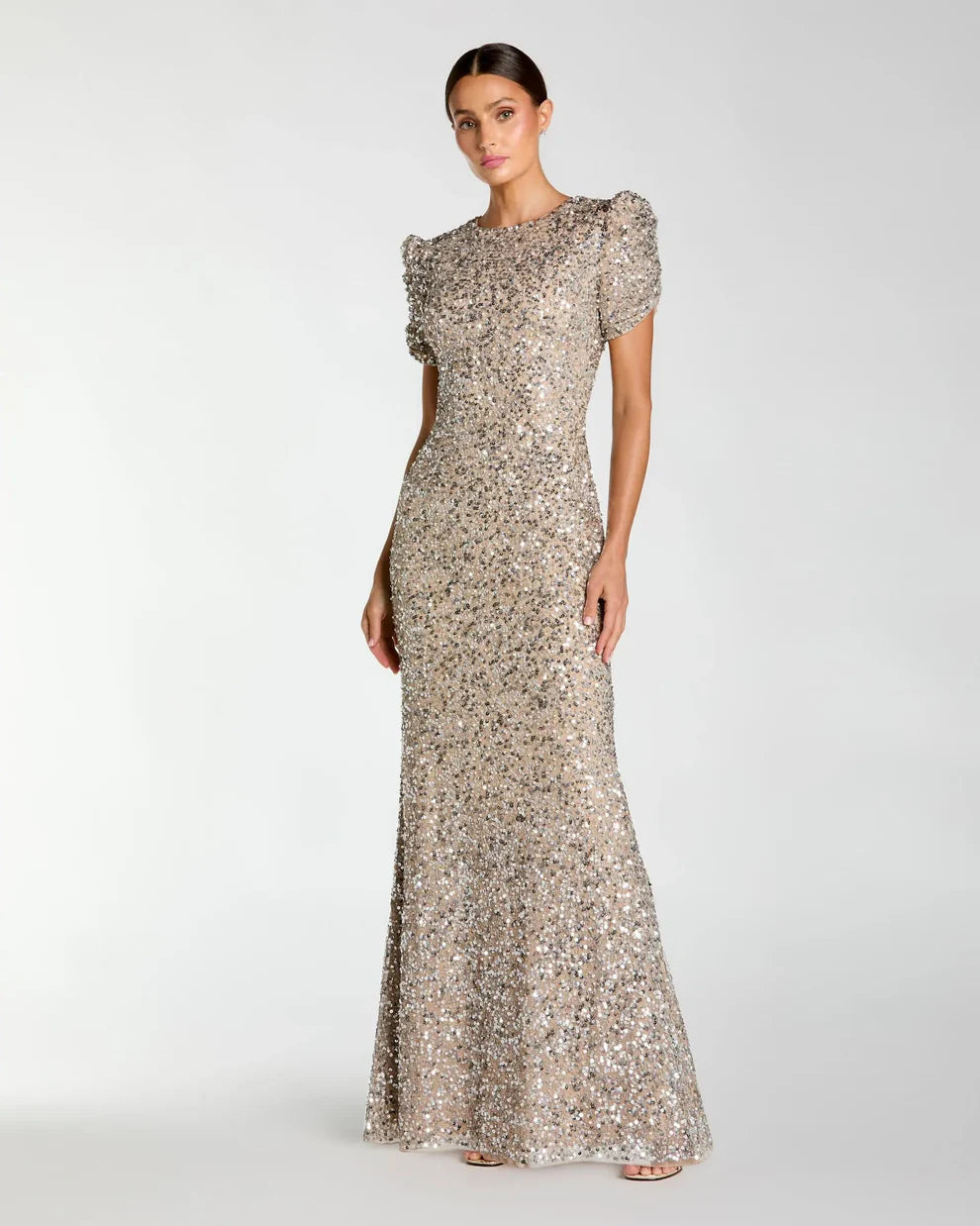 Mac Duggal 24003 - Short Sleeve Sheath Evening Dress