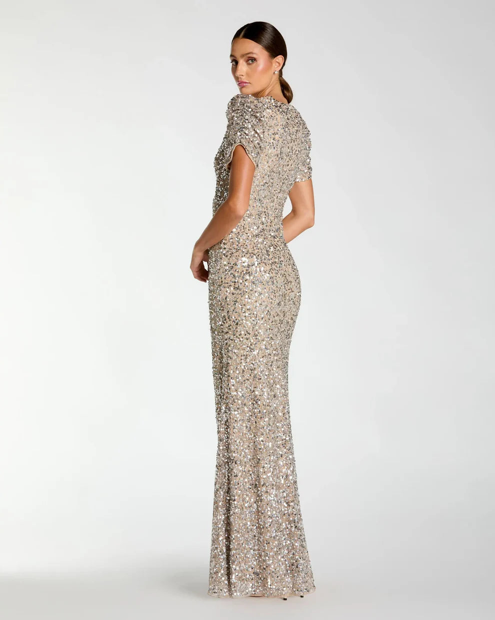 Mac Duggal 24003 - Short Sleeve Sheath Evening Dress