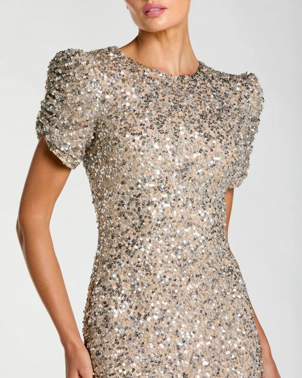 Mac Duggal 24003 - Short Sleeve Sheath Evening Dress