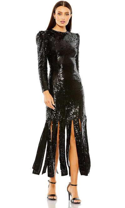 Mac Duggal 24008 - Sequined Sheath Dress with Fringed Hem Cocktail Dresses