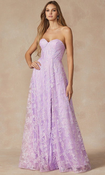 Juliet Dresses 2403 - A-Line Skirt Strapless Glitter Gown Formal Gowns