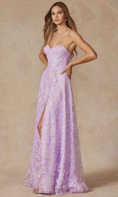 Juliet Dresses 2403 - A-Line Skirt Strapless Glitter Gown Formal Gowns