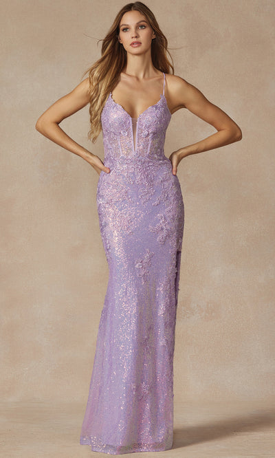 Juliet Dresses 2405 - Lace-Up Back Sequin Ornate Gown Prom Dresses
