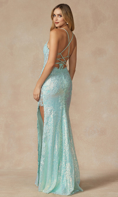 Juliet Dresses 2405 - Lace-Up Back Sequin Ornate Gown Prom Dresses