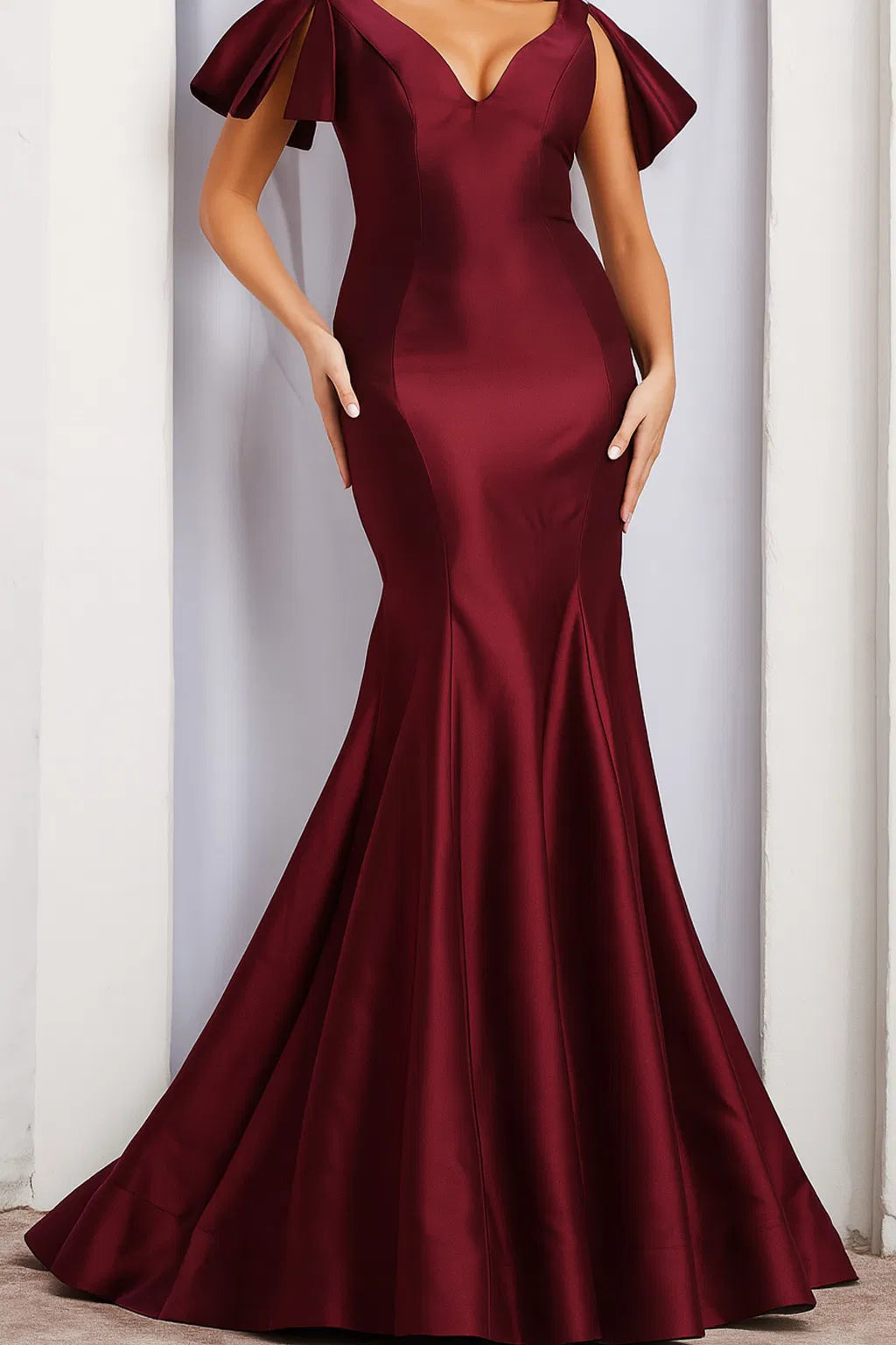 Jovani 24193 - V-Neck Mikado Evening Dress