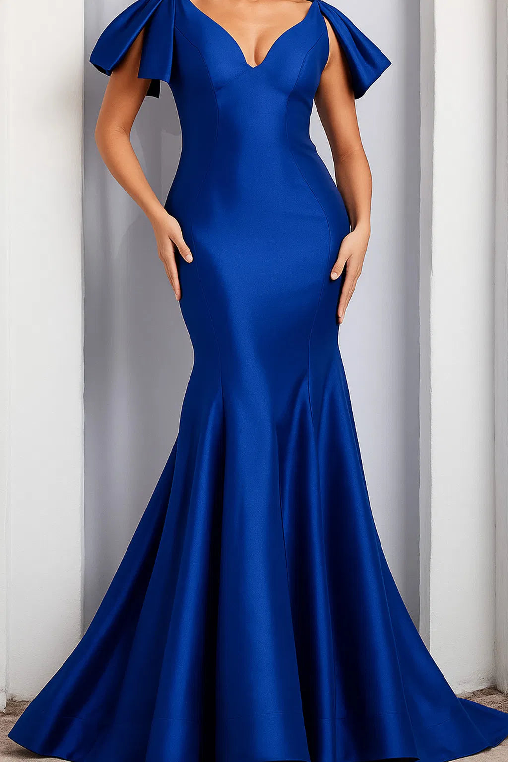 Jovani 24193 - V-Neck Mikado Evening Dress