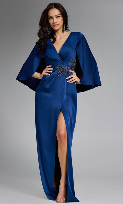 Jovani 24197 - Elegant Surplice V-Neck Gown with Slit Formal Gowns