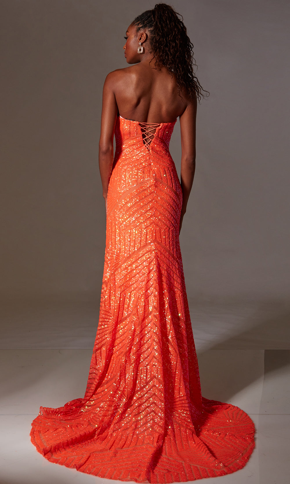 Aerie Couture 243 - Fitted Sequin Dress with Lace Up Back Prom Dresses