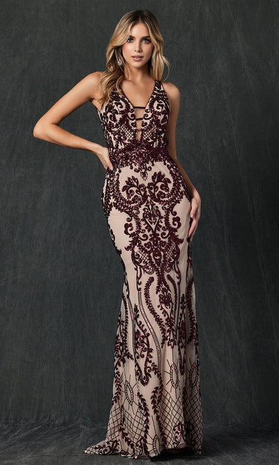 Juliet Dresses 243 - Open Cutout Back Sheath Gown Formal Gowns