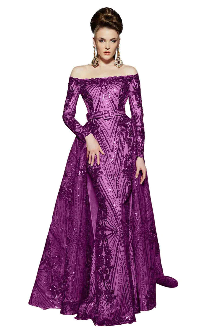 MNM Couture 2440 - Sequin Overskirt Evening Dress