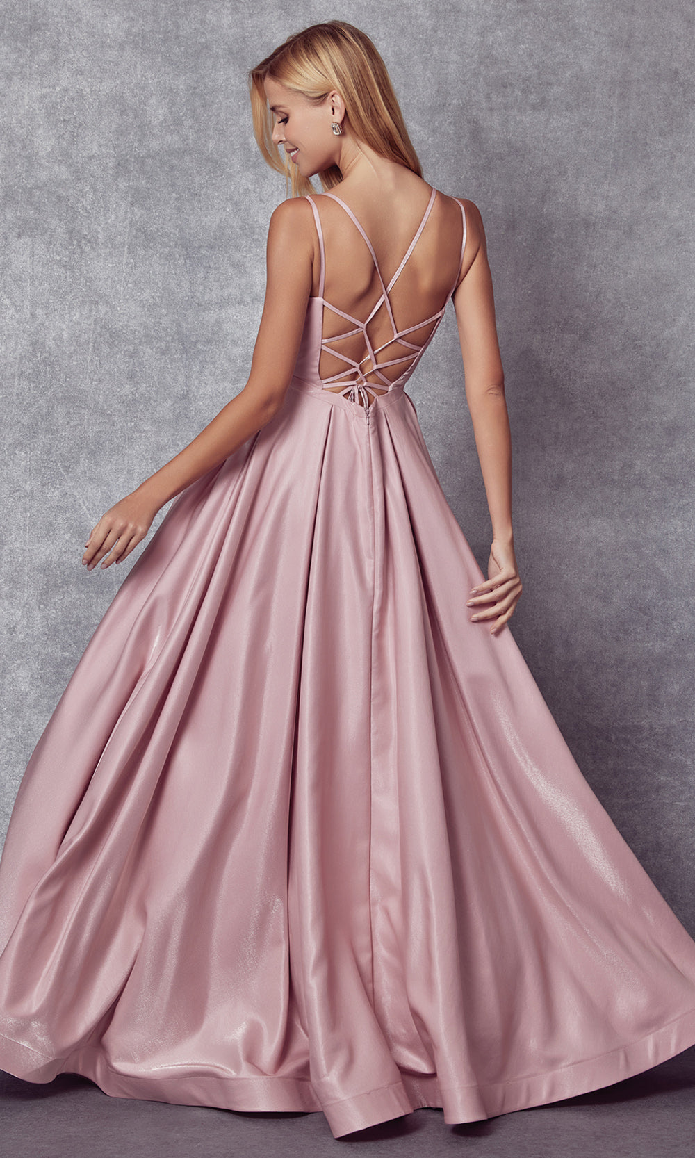 Juliet Dresses 244 - Crisscross Back Pleated A-line Gown Ball Gowns