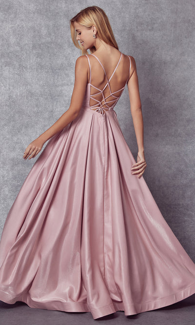 Juliet Dresses 244 - Crisscross Back Pleated A-line Gown Ball Gowns