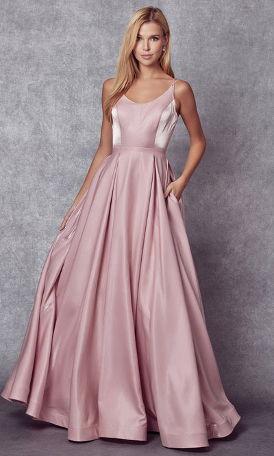 Juliet Dresses 244 - Crisscross Back Pleated A-line Gown Ball Gowns
