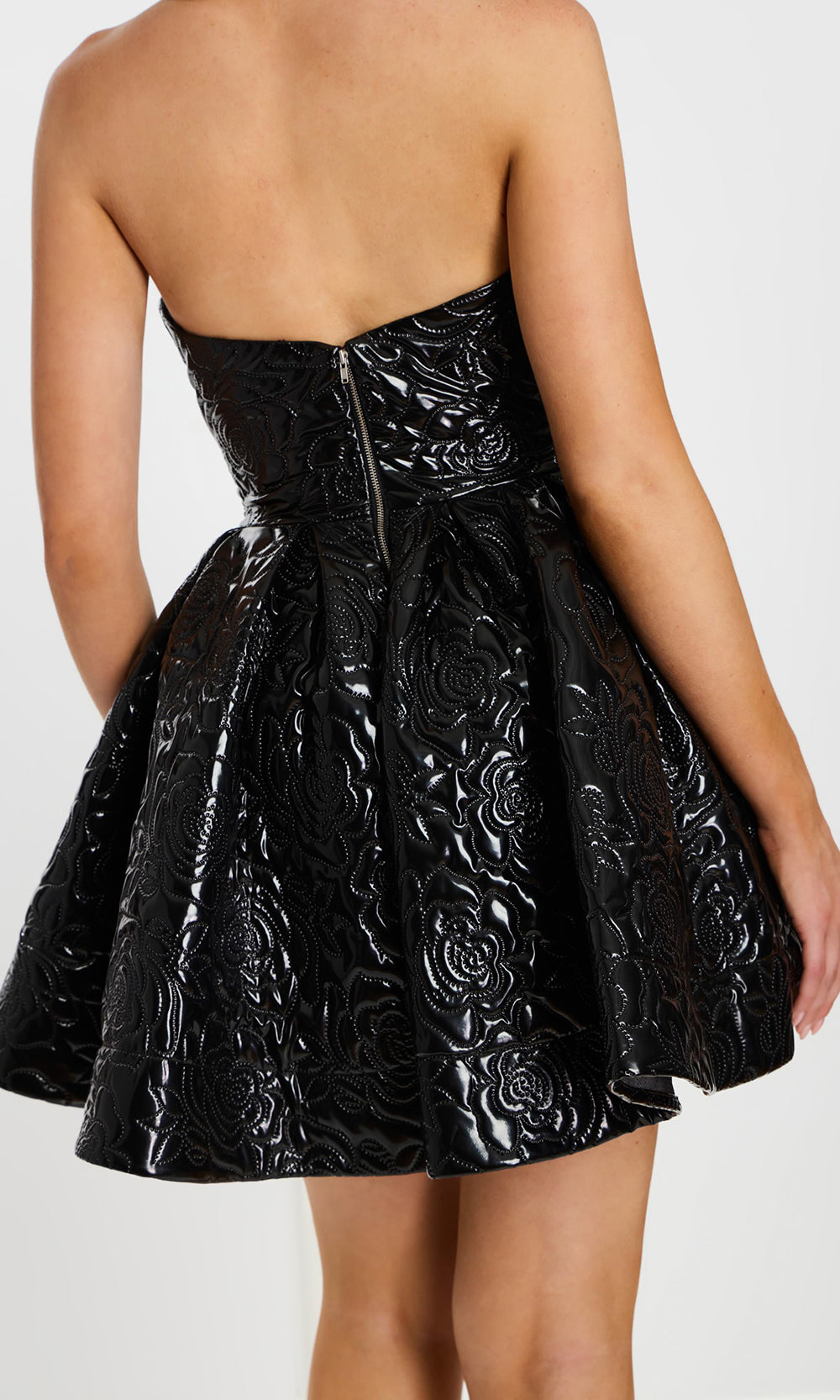 Jovani 24570 - Embossed Short Straight Neck Party Dress Prom Dresses  in Black  