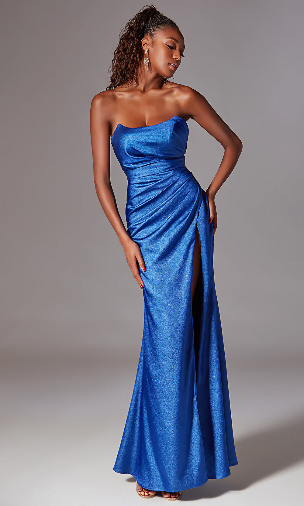 Aerie Couture 247 - Strapless Wrapped Silhouette Gown with High Slit Prom Dresses
