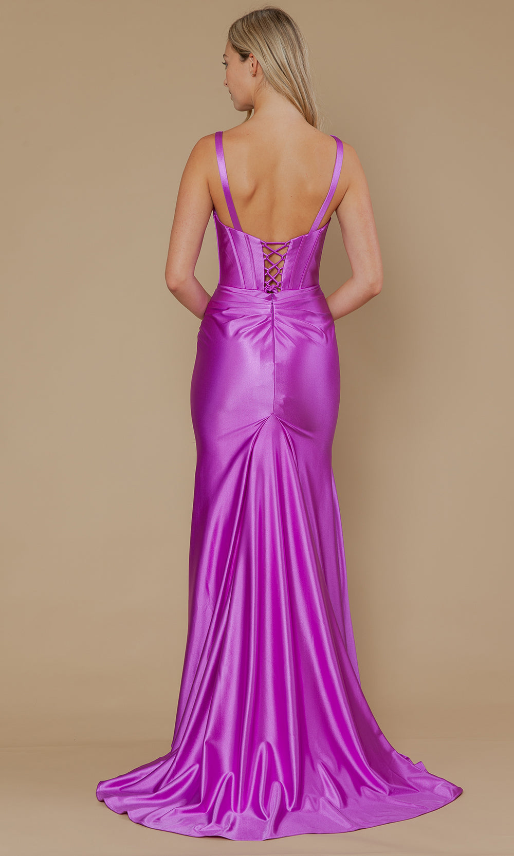 Poly USA 25006 - High Slit Lace-Up Back Prom Dress Bridesmaid Dresses