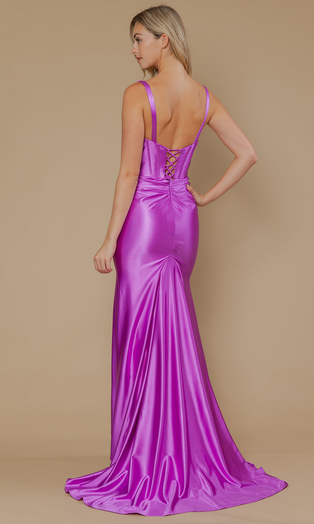 Poly USA 25006 - High Slit Lace-Up Back Prom Dress Bridesmaid Dresses